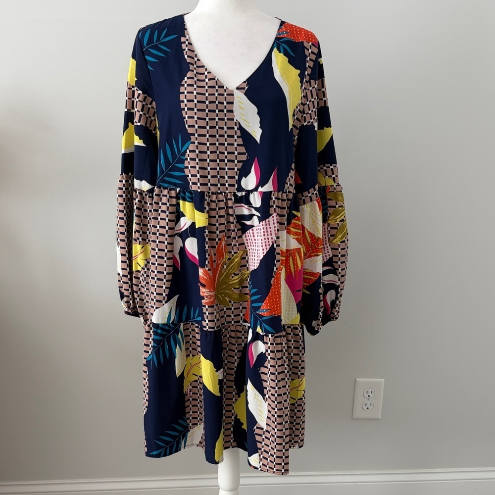 👗Host Pick👗 Colorful Patchwork Long Sleeve Dress - Picture 4 of 5
